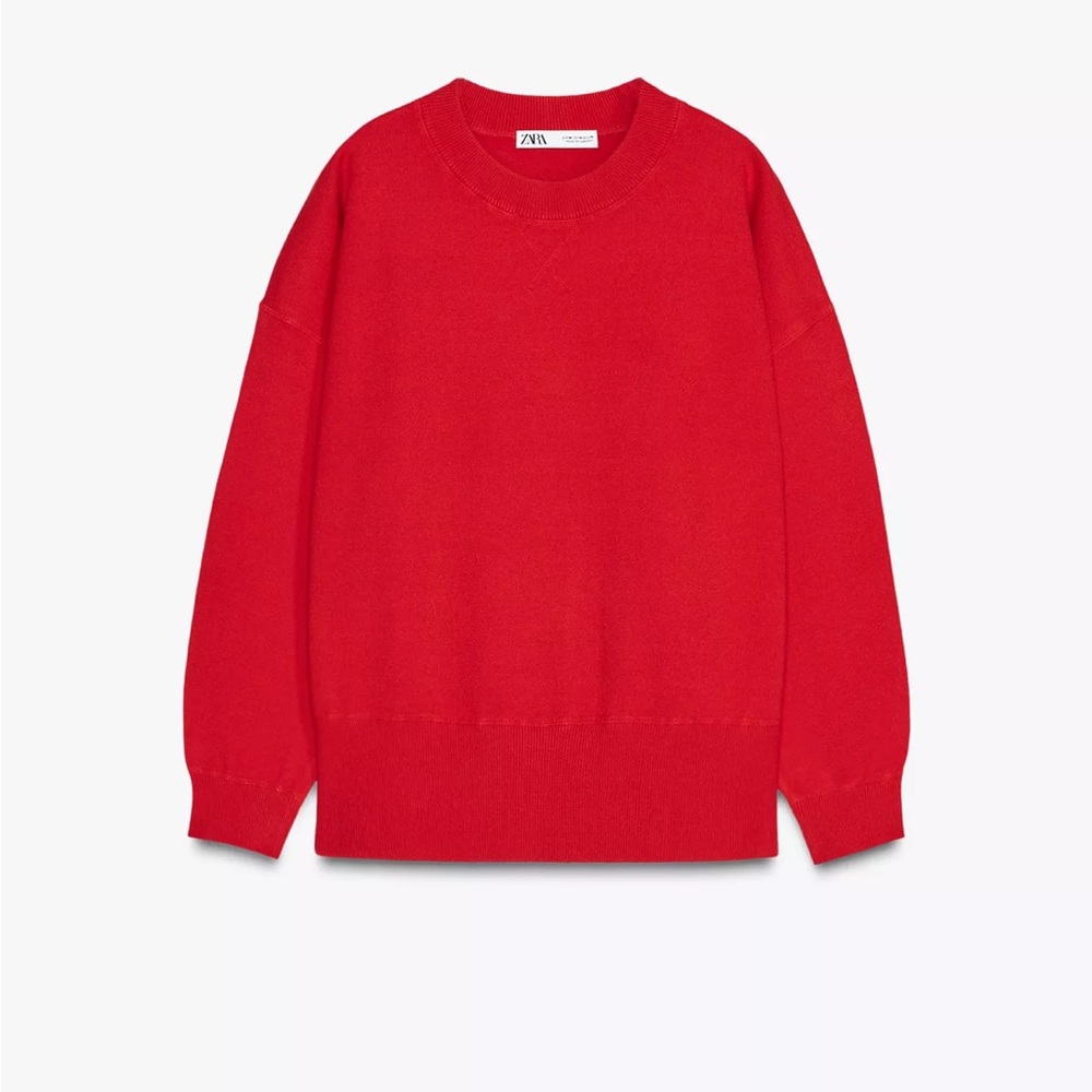 Zara plain knit sweater in red
